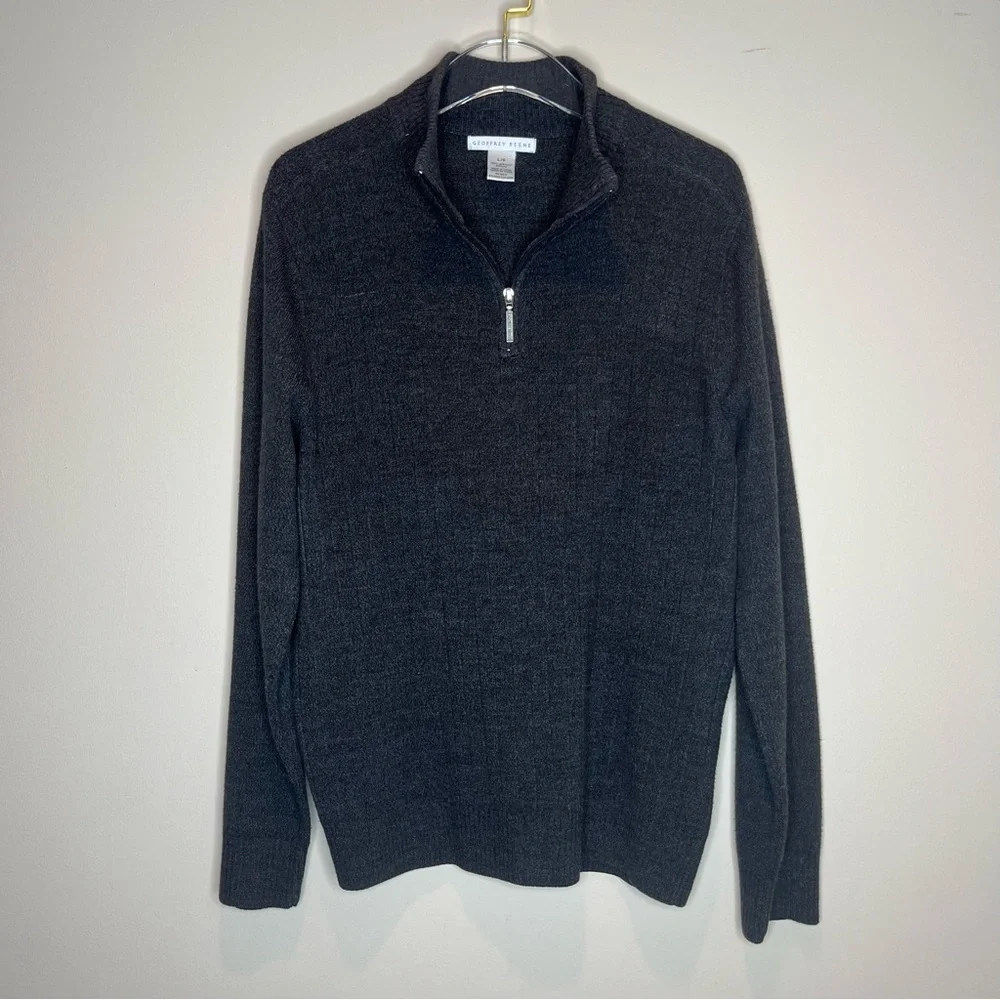 Geoffrey Beene Men's Charcoal Gray Quarter Zip Pullover Sweater Size L